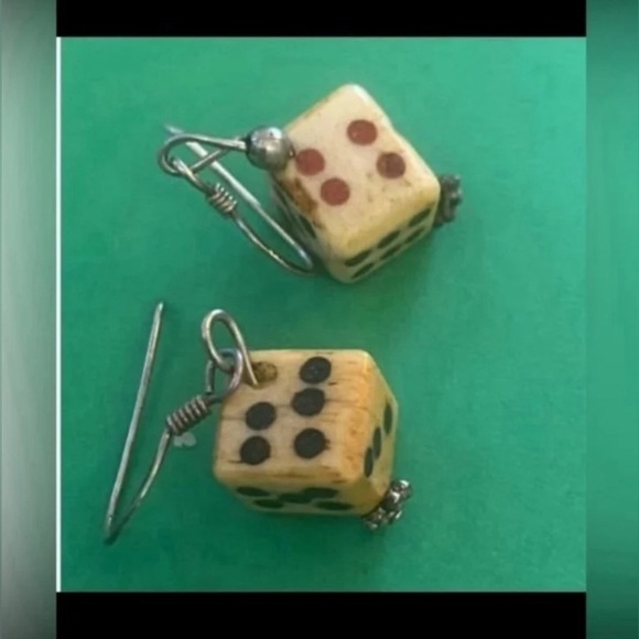 LAST CHANCE 🔥 Vintage Bone Sterling Silver Dice Set Earrings #7235 - Picture 7 of 8